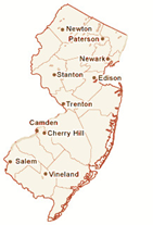 Map of the state of New Jersey